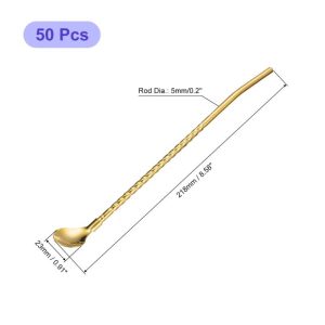قاشق شربت خوری نی دار مارپیچ طلایی