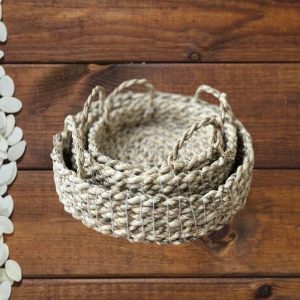 سبد حصیری دستباف 3 عددی