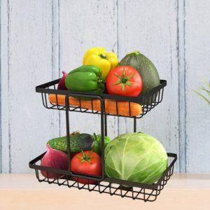 سبد میوه 2 طبقه بدون دسته تسمه ای