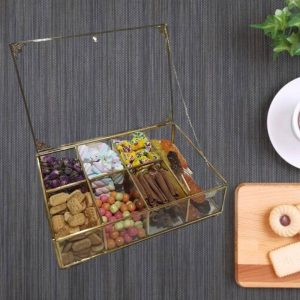 جعبه تی بگ شیشه ای 7 خانه برنجی