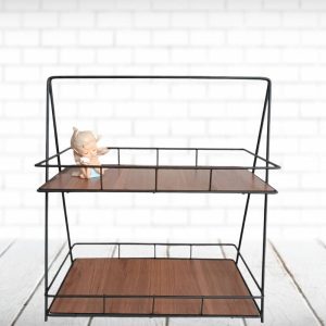 استند پذیرایی دو طبقه مستطیل کف چوبی