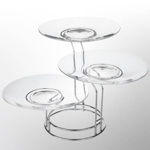 دیس پایه دار میوه و شیرینی سالوت نقره ای