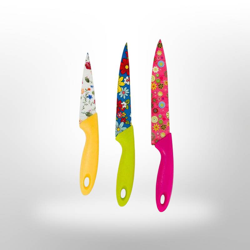 قیمت چاقو 3 تایی گل دار