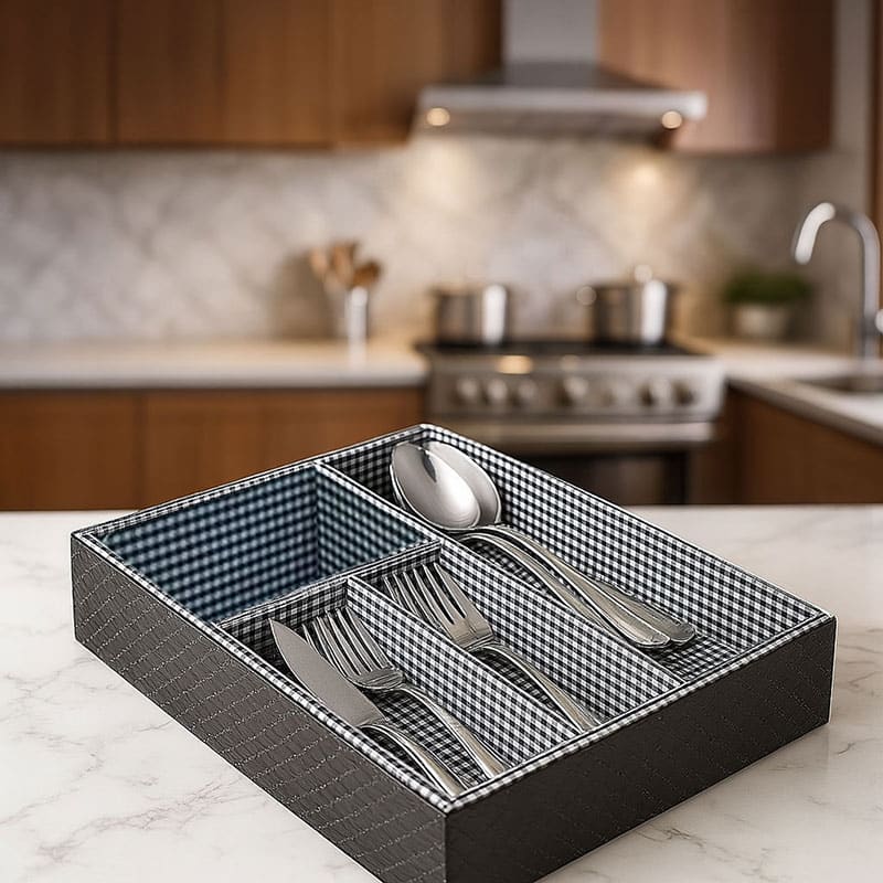 جا قاشقی کابینتی چرمی پارچه‌ای 4 خانه