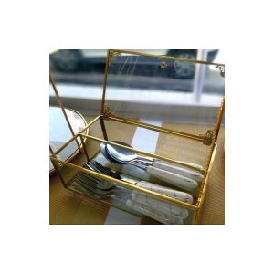 جای کارد و چنگال برنجی شیشه ای