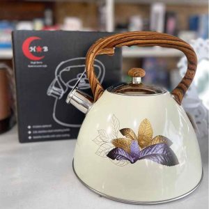 کتری لعابی دسته چوبی