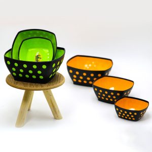 کاسه مربع خالدار ۳ تکه کادوس