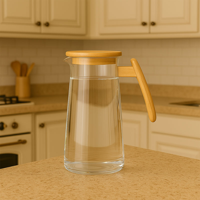 قیمت پارچ آب درب چوبی هپی هوم