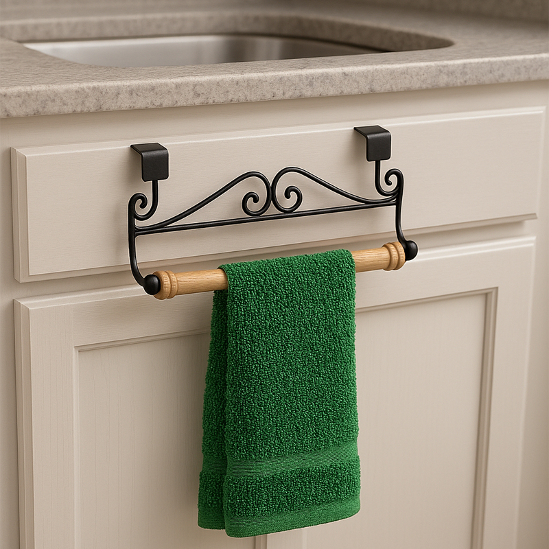 خرید جا حوله ای کابینتی دسته چوبی